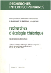 Recherches d'écologie théorique